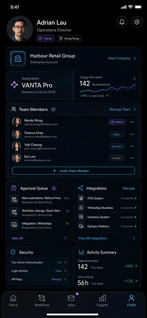 Vanta Ops AI Dashboard 產品宣傳